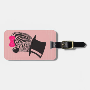 Hipster-Zebra met bovenste hoed en Stropdas Bagagelabel