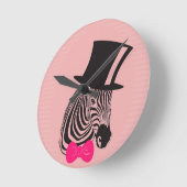 Hipster-Zebra met bovenste hoed en Stropdas Ronde Klok (Hoek)