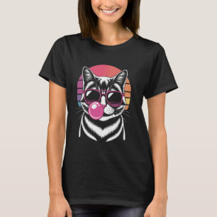 Hipsterkat Met Zonnebril En Bubble Gum Retro Zonso T-shirt