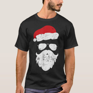 Hipsters Santa Beard Aviator Sunbril Xmas Chris T-shirt