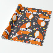 Hipstervossen Cadeaupapier (Uitgerold)