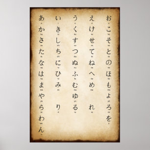 Hiragana met Romaji Japanse Antiek stijl Poster