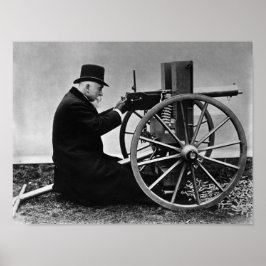 Hiram Maxim vuurt zijn Maxim Machine Pistool - 188 Poster