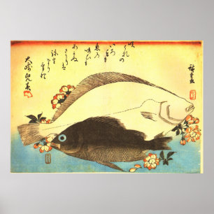 Hirame & Mebaru - Japanse visafdruk van Hiroshige Poster