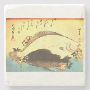 Hirame & Mebaru - Japanse visafdruk van Hiroshige Stenen Onderzetter