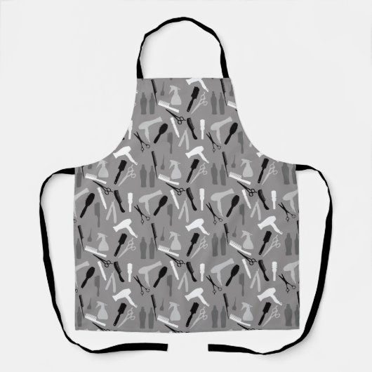 HIRDRESSER TOOLS PATROON DESIGN IN CHARCOAL GRAY SCHORT (Voorkant)