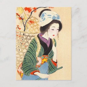 Hirezaki Eiho Beauties of the Twelve Months, Bijin Briefkaart