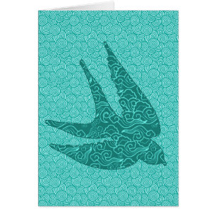 Hirondelle japonaise en vol, turquoise et aqua