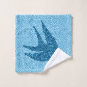 hirondelles japonaises en vol, Cobalt et bleu pâle (Gant de toilette)