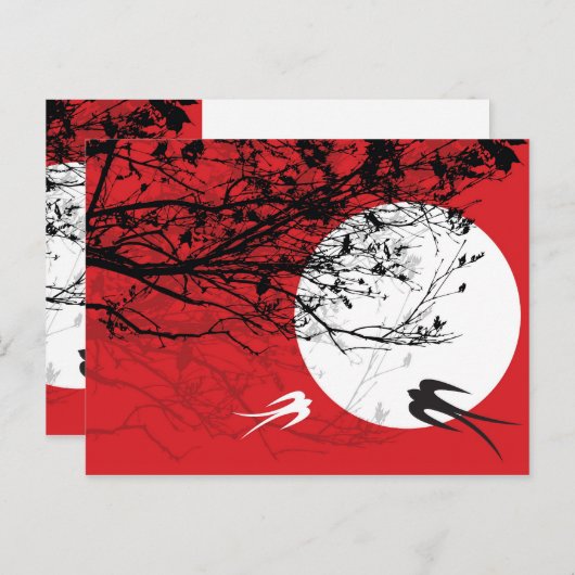 hirondelles orientales en carte postale lune (Devant / Derrière)