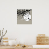 hirondelles orientales en clair de lune Poster Zen (Cuisine)