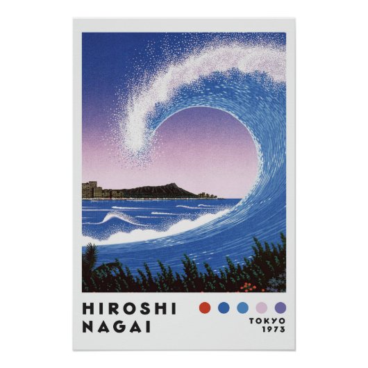 Hiroshi Nagai Inspired Ocean Wave Retro Art Print Perfect Poster (Voorkant)