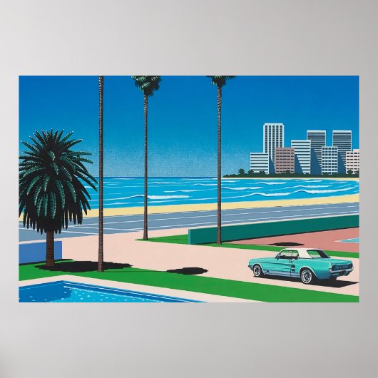 hiroshi nagai kunstschilders pop stad en vliegtuig poster (Voorkant)
