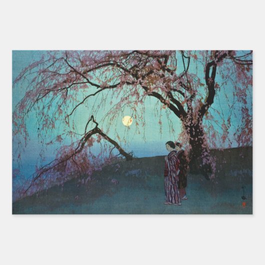 Hiroshi Yoshida Kumoi Cherry Trees Wrapping Paper (Voorkant)