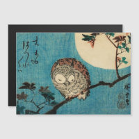Hiroshige - Chouette à cornes - Carte magnétique d
