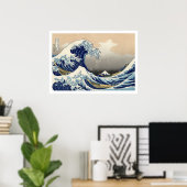 Hiroshige - De grote golf van Kanagawa Poster (Thuiskantoor)