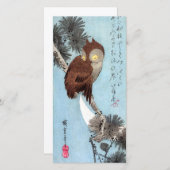 Hiroshige - Horned Owl, Pine, en Crescent Moon Bedankkaart (Voorkant / Achterkant)