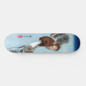 Hiroshige - Horned Owl, Pine, en Crescent Moon Skateboard (Horizontaal)