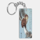 Hiroshige - Horned Owl, Pine, en Crescent Moon Sleutelhanger (Voorkant Links)