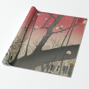 Hiroshige Pruimenlandgoed Kameido: Antieke Japanse Cadeaupapier