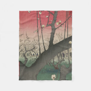 Hiroshige Pruimenlandgoed Kameido: Antieke Japanse Fleece Deken