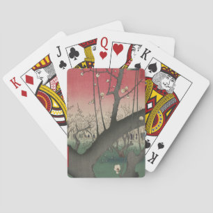 Hiroshige Pruimenlandgoed Kameido: Antieke Japanse Pokerkaarten