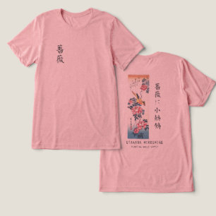 Hiroshige Roos en Kwikstaart Japanse Kunst Roze Tri-Blend Shirt