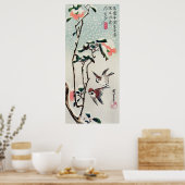 Hiroshige Sparrows en Camellias in de sneeuw Poster (Keuken)
