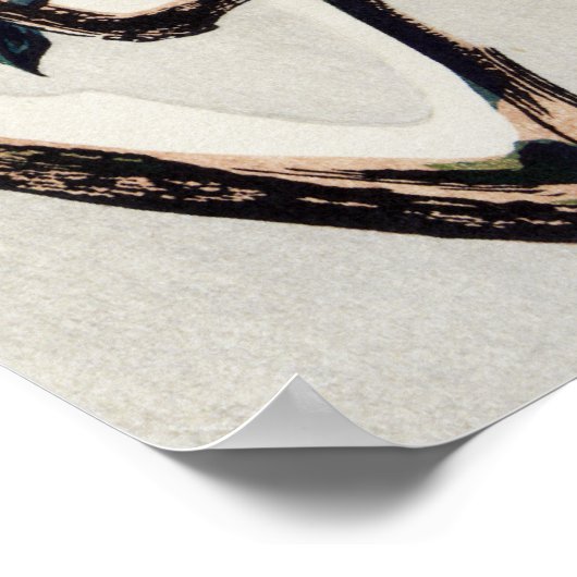 Hiroshige Sparrows en Camellias in de sneeuw Poster (Hoek)