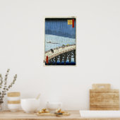 Hiroshige Sudden Shower over Shin-Ōhashi Bridge Poster (Keuken)
