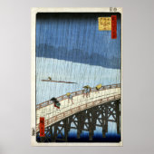 Hiroshige Sudden Shower over Shin-Ōhashi Bridge Poster (Voorkant)