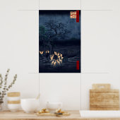Hiroshige Ukiyo-e Poster Foxfires at the Changing (Cuisine)