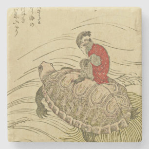 Hiroshige Utagawa- Tortoise met aap Stenen Onderzetter