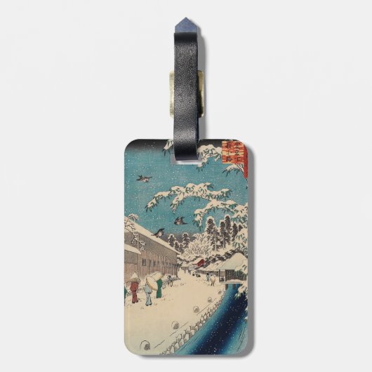 Hiroshige winterlandschap Japan land Bagagelabel (Achterkant verticaal)