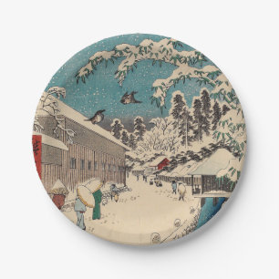 Hiroshige winterlandschap Japan land Papieren Bordje