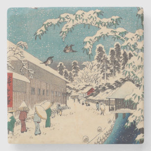 Hiroshige winterlandschap Japan land Stenen Onderzetter