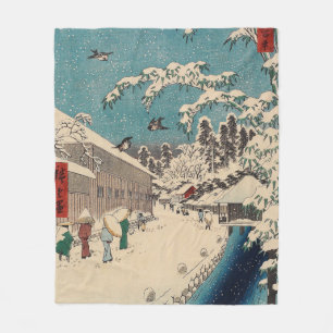 Hiroshige winterlandschap Japan ukiyo-e antiek Fleece Deken