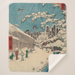 Hiroshige winterlandschap Japan ukiyo-e antiek Sherpa Deken