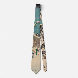 Hiroshige winterlandschap Japan ukiyo-e antiek Stropdas