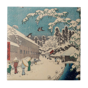 Hiroshige winterlandschap Japan ukiyo-e antiek Tegeltje