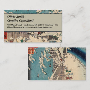 Hiroshige winterlandschap Japan ukiyo-e antiek Visitekaartje