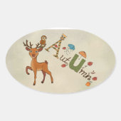 Hirsch mit Eule Ovale Sticker (Voorkant)