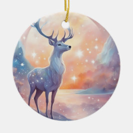 Hirsch mit Sternen wasserfarben pastell Gemälde Keramisch Ornament