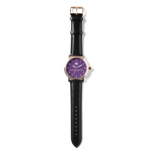 His and Her couple names elegant purple monogram Horloge (Bandje)