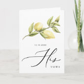 HIS Beloften Yellow Lemon bruiloft geloften Kaart (Voorkant)