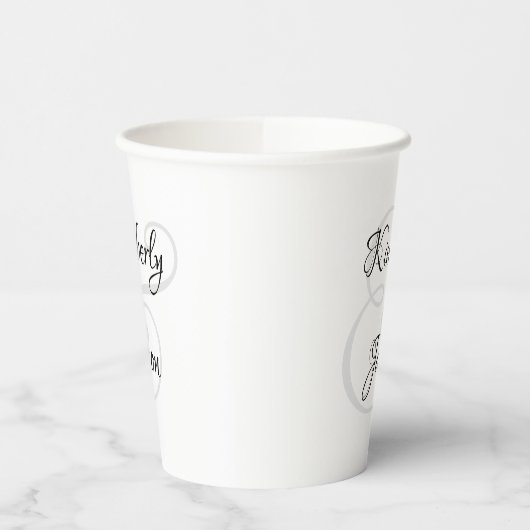 His & Her Script Names, Black & Grey Papieren Bekers (Links)