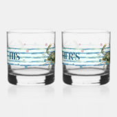 HIS & HER'S BEACH TOWN, WATERVERF CRAB ART WHISKY GLAS (Rechts)