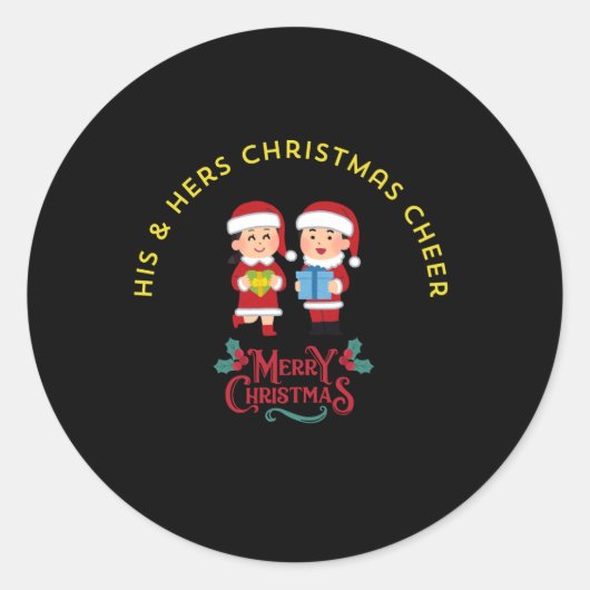 HIS & HERS CHRISTMAS CHEER RONDE STICKER (Voorkant)