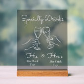 His & Hers Drinks - Special Wedding Drink Bar Sign (Neutre)