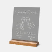 His & Hers Drinks - Special Wedding Drink Bar Sign (Angle)